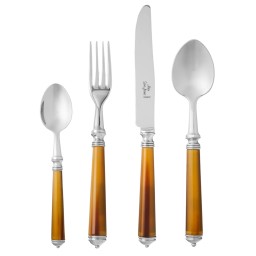 Alain Saint-Joanis, Marbella Dark Horn, silver plated, Flatware set for 1 person (4 pieces)