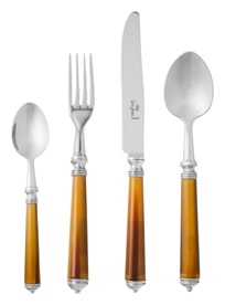 Alain Saint-Joanis, Marbella Dark Horn, silver plated, Flatware set for 1 person (4 pieces)