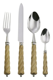 Alain Saint-Joanis, Mistral Olivewood, silver plated, Flatware set for 1 person (4 pieces)