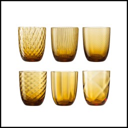 Nason Moretti, Idra glasses, Water glasses set of 6, amber