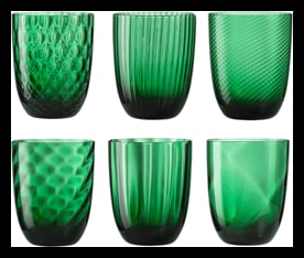 Nason Moretti, Idra glasses, Water glasses set of 6, lauro green