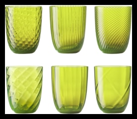 Nason Moretti, Idra glasses, Water glasses set of 6, acid green