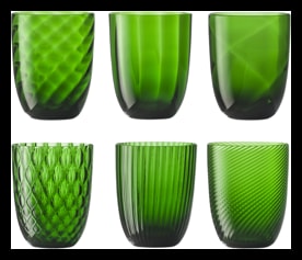 Nason Moretti, Idra glasses, Water glasses set of 6, pino green