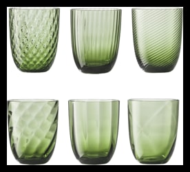 Nason Moretti, Idra glasses, Water glasses set of 6, soraya green