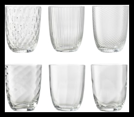 Nason Moretti, Idra glasses, Water glasses set of 6, clear