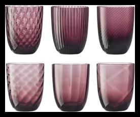 Nason Moretti, Idra glasses, Water glasses set of 6, violet
