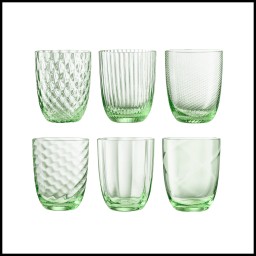 Nason Moretti, Idra glasses, Water glasses set of 6, parfume green