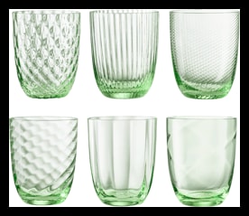 Nason Moretti, Idra glasses, Water glasses set of 6, parfume green