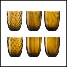 Nason Moretti, Idra glasses, Water glasses set of 6, bull brown
