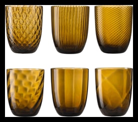 Nason Moretti, Idra glasses, Water glasses set of 6, bull brown