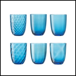 Nason Moretti, Idra glasses, Water glasses set of 6, turquoise