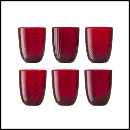 Nason Moretti, Idra glasses, Water glasses set of 6, red
