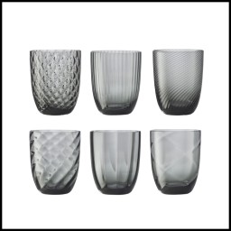 Nason Moretti, Idra glasses, Water glasses set of 6, grey
