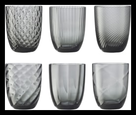 Nason Moretti, Idra glasses, Water glasses set of 6, grey
