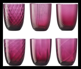 Nason Moretti, Idra glasses, Water glasses set of 6, ruby