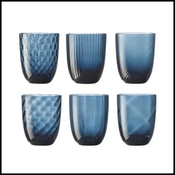 Nason Moretti, Idra glasses, Water glasses set of 6, avio blue