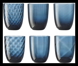 Nason Moretti, Idra glasses, Water glasses set of 6, avio blue