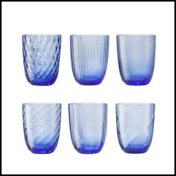 Nason Moretti, Idra glasses, Water glasses set of 6, bluino