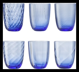 Nason Moretti, Idra glasses, Water glasses set of 6, bluino