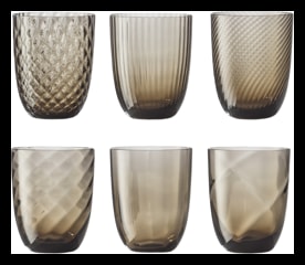 Nason Moretti, Idra glasses, Water glasses set of 6, brown