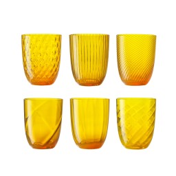 Nason Moretti, Idra glasses, Water glasses set of 6, yellow