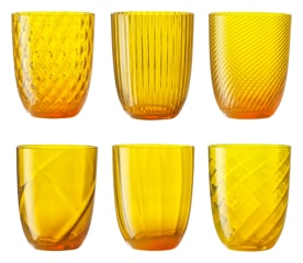 Nason Moretti, Idra glasses, Water glasses set of 6, yellow