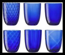 Nason Moretti, Idra glasses, Water glasses set of 6, blue
