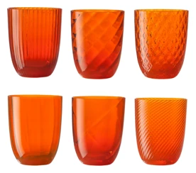 Nason Moretti, Idra glasses, Water glasses set of 6, orange