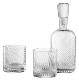 Nason Moretti, Borealis set, Bottle and 2 tumblers set, clear
