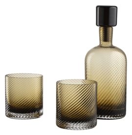 Nason Moretti, Borealis set, Bottle and 2 tumblers set, bull brown