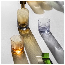 Nason Moretti, Borealis set, Bottle and 2 tumblers set, amber