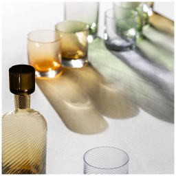 Nason Moretti, Borealis set, Bottle and 2 tumblers set, amber