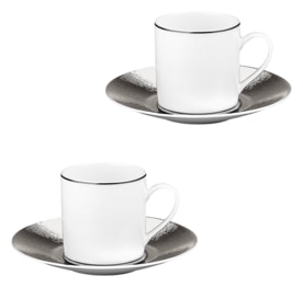 Bernardaud, Dune platine, Coffee cup and saucer set of 2