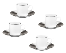 Bernardaud, Dune platine, Coffee cup and saucer set of 4
