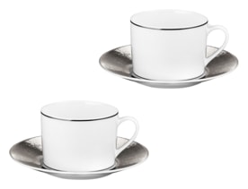 Bernardaud, Dune platine, Tea cup and saucer set of 2