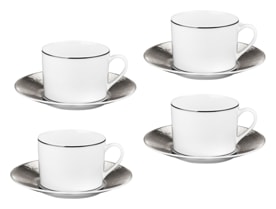 Bernardaud, Dune platine, Tea cup and saucer set of 4