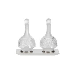 Lalique, Versailles, Set of 2 oil/vinegar cruets and tray