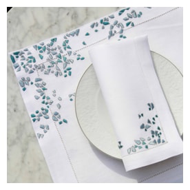 Valombreuse, Fragments table linen, Placemat and napkin set, blue