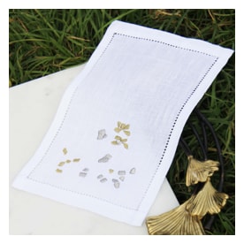 Valombreuse, Fragments table linen, Cocktail napkin, gold and silver