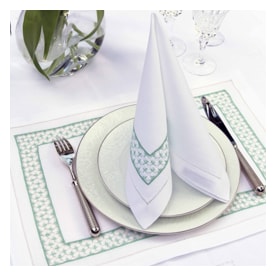 Valombreuse, Jours coco table linen, Placemat and napkin set, green