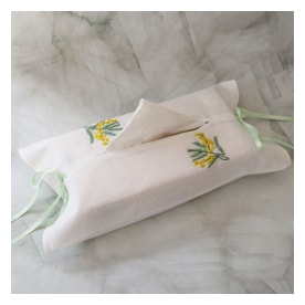 Valombreuse, Mimosa table linen, Rectangular tissue box cover