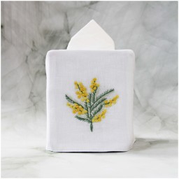 Valombreuse, Mimosa table linen, Square tissue box cover