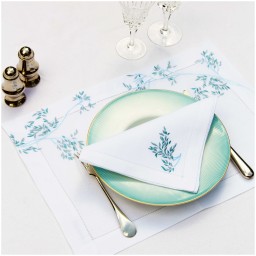 Valombreuse, Nagoya table linen, Placemat and napkin set, blue