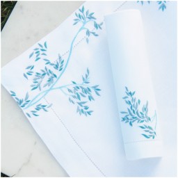 Valombreuse, Nagoya table linen, Placemat and napkin set, blue