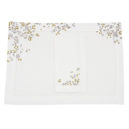 Valombreuse, Fragments table linen, Placemat and napkin set, gold and silver