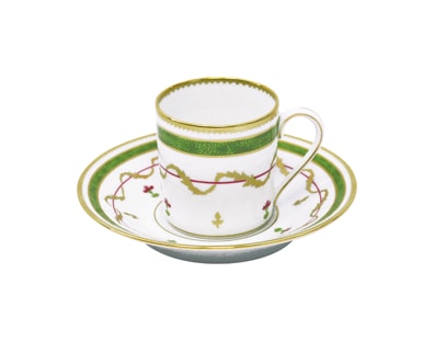 Haviland, Vieux Paris vert, Set of 2 coffee cups and saucers