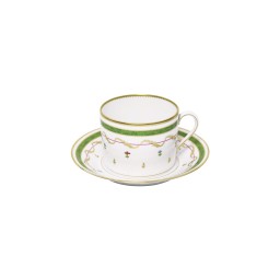Haviland, Vieux Paris vert, Set of 2 cappuccino cups and saucers
