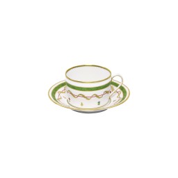 Haviland, Vieux Paris vert, Set of 2 teacups and saucers