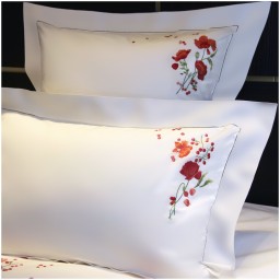 Valombreuse, Coquelicot bed linen, Set of 2 pillowcases, square