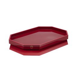 Baccarat, Octogone trays and coasters, Tray large, red
